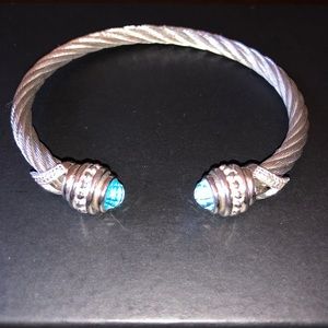 💎 Stainless Steel Diamond Blue Topaz Bracelet